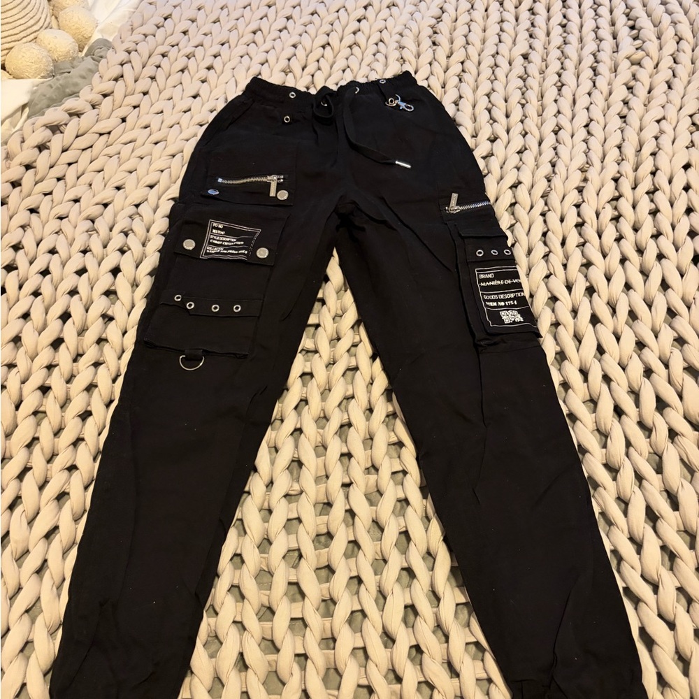 Maniere De Voir Black Cargo Pants